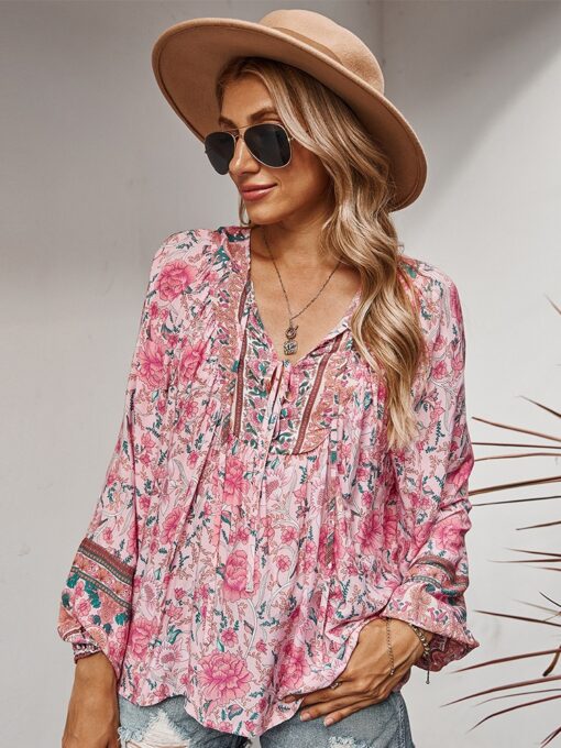 Boho Bluse  Namika - XL, Rosa