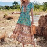 Green Colorful Long Dress