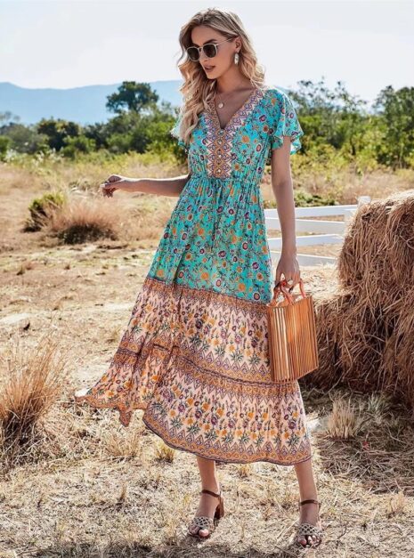 Green Colorful Long Dress Green Colorful Long Dress