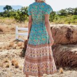 Green Colorful Long Dress (1)