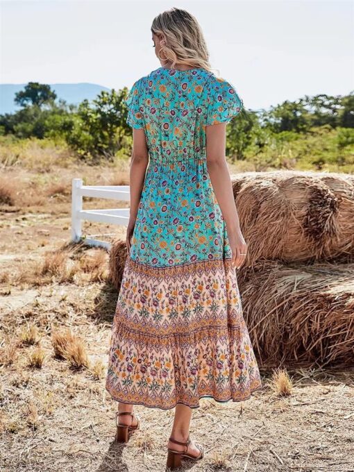 Green Colorful Long Dress (1)