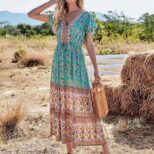 Green Colorful Long Dress (3)
