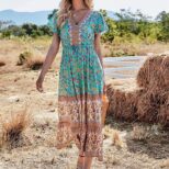 Green Colorful Long Dress (4)