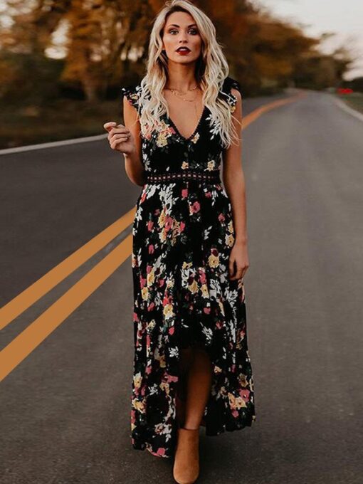 Boho Maxi Kleid Neirin Schwarz