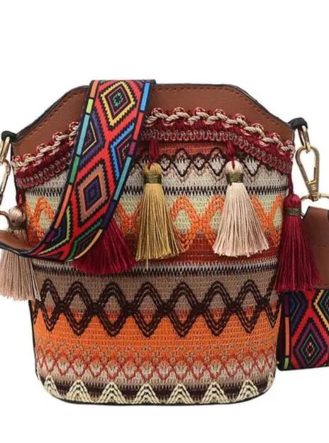 sac boheme tissu pompon