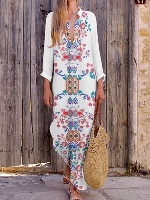 Boho Maxi Kleid  Anita - Weiß C, S
