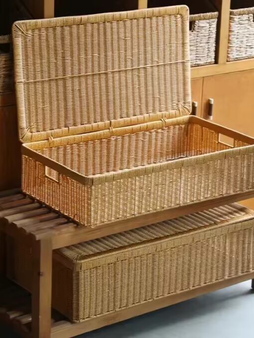 Aufbewahrungsbox aus Rattan 80 x 60 x 40 cm