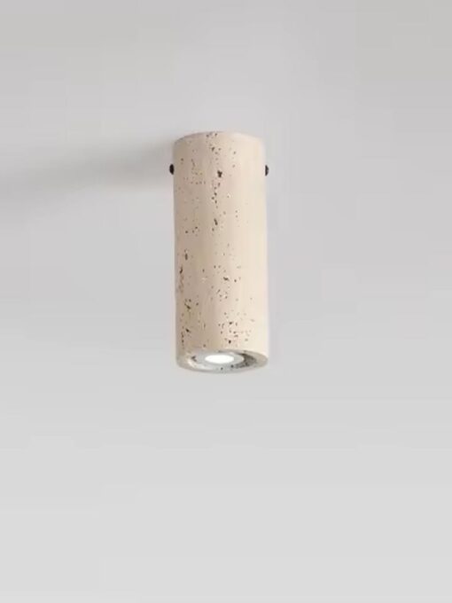Deckenleuchte Zylinder aus natürlichem Travertin (klein) D6.5 cm