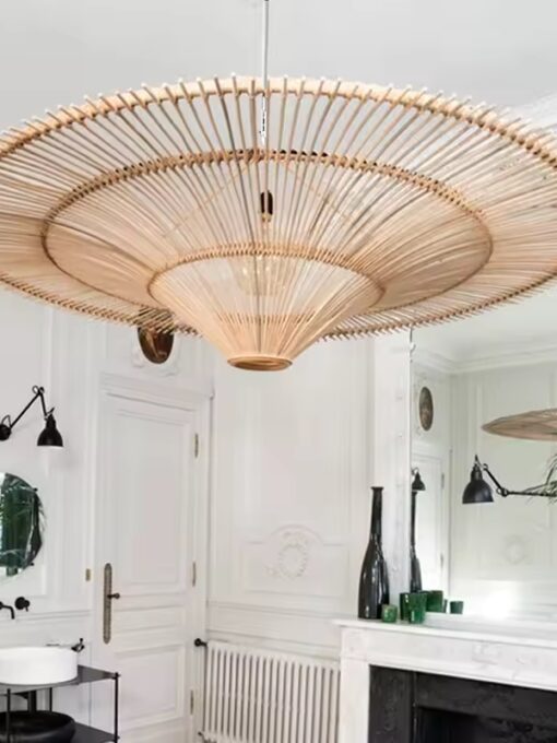 Design Rattan Hängeleuchte D120 cm