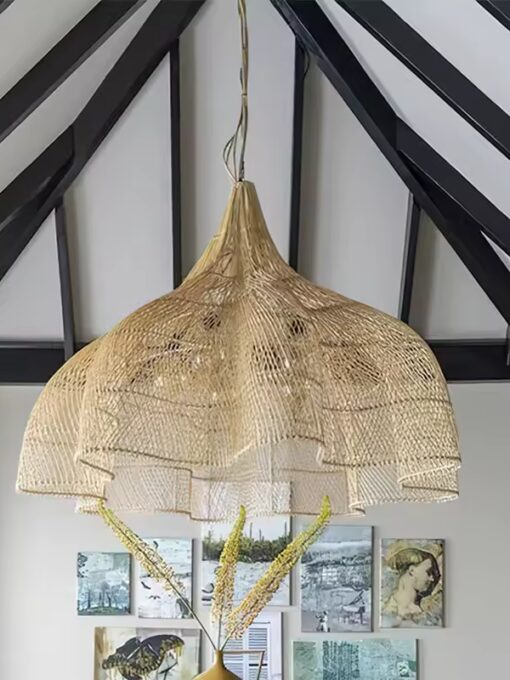 Hängeleuchte aus Rattan "Blume" D60cm