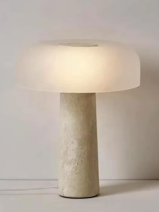 Tischlampe Pilz aus Travertin H39 cm