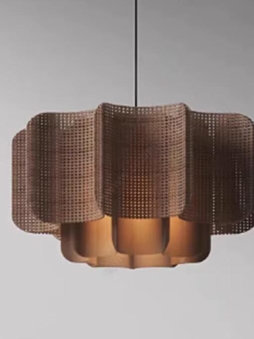 Bohème-Hängeleuchte aus Rattan Farbe Braun D40 cm