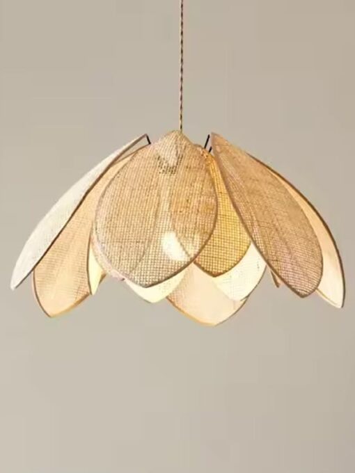 Hängeleuchte Petal Rattan quadratische Masche D45 cm