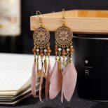 Pink Feather Earrings
