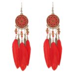 Red Feather Earrings