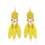 Yellow Feather Earrings