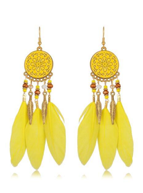 Color 07 Yellow Feather Earrings
