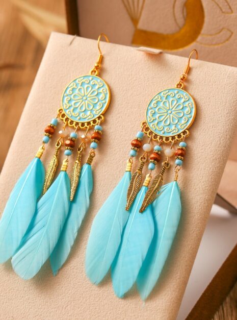 Light Blue Feather Earrings Light Blue Feather Earrings