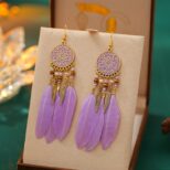 Purple Feather Earrings
