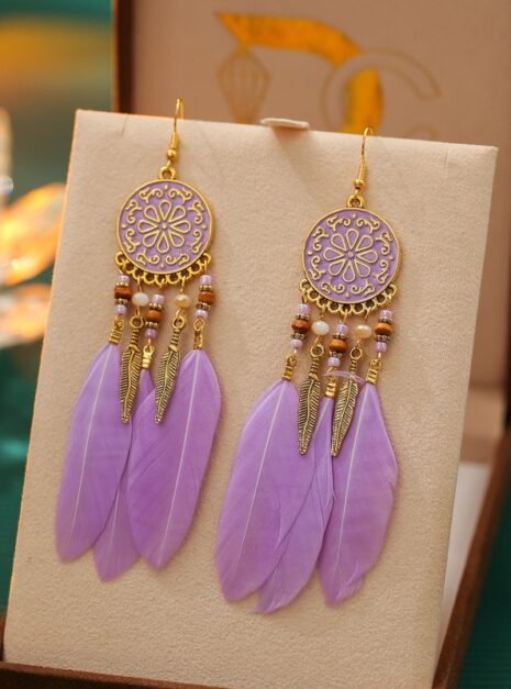 Color 09 Purple Feather Earrings